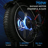 High-torque 750W electric motorbike – powerful 86Nm torque for uphill climbs, mountain trails, and high-speed city cruising on fat tire electric bike