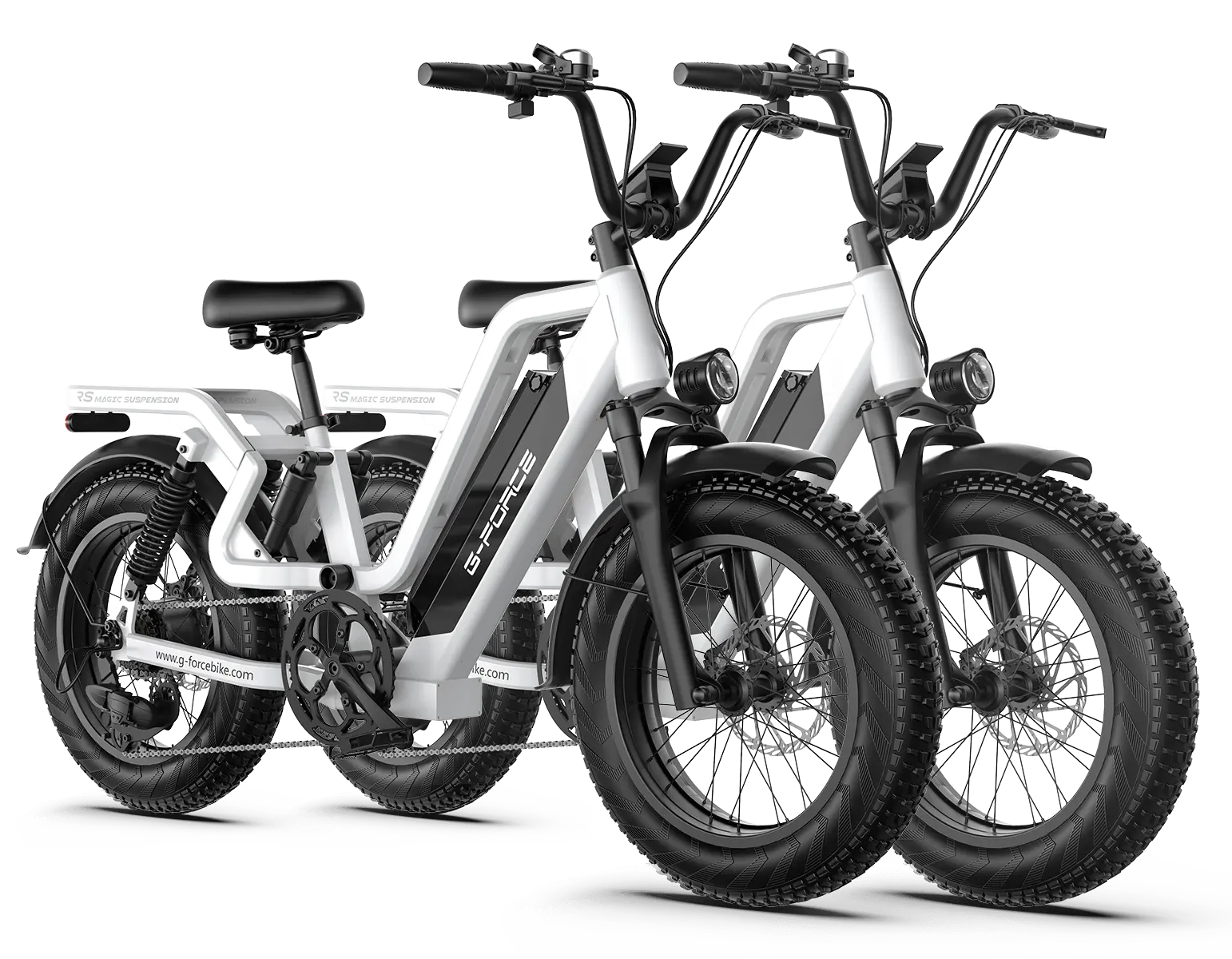 Commuter fat tire ebike bundle with two RSST models, full suspension design